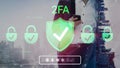 Modern Two-Factor Authentication Concept with Digital Security Elements and User Interaction in Business Setting for Royalty Free Stock Photo