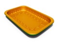 Modern two kitchen plastic trays of different colors 3d render on white background with shadow