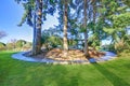 Modern two story panorama house, backyard view