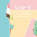 Modern typographic summer poster design with ice cream and geometric elements