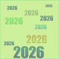 Modern 2026 typography illustration on a soft green gradient background Royalty Free Stock Photo