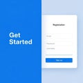 Modern ui registration form design get started modern web interface template digital user experience clean layout Royalty Free Stock Photo