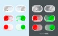 Modern UI Toggle Switches On Off Button Set. Collection of elegant translucent control elements for web and app design. Royalty Free Stock Photo
