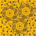 Modern Ukrainian ornament, pattern with sunflower and seeds