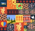 Modern Ukrainian ornament. Seamless pattern in the Ukrainian style. Symbols of Ukraine. National symbols. Culture of Central