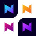 Modern unique creative Letter N logo design, stylish unusual fashion brand