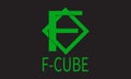 Modern unique minimalist logo F and cube neon monogram box Royalty Free Stock Photo