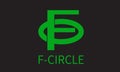 Modern unique minimalist logo F and round circle neon monogram Royalty Free Stock Photo