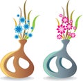Modern unique vase with flowers vector illustration