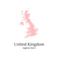 Modern united kingdom map wave logo template designs vector illustration simple