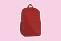 Modern Universal School Backpack Sticker vector illustration. Education and traveling object icon concept. Royalty Free Stock Photo