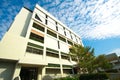 Modern university building and blue sky and tiny cloud with office architecture Royalty Free Stock Photo