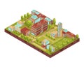 Modern University Buildings Isometric Layout