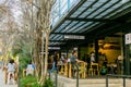 Modern Upmarket building and coffee shop street cafe in Rosebank Suburb of Sandton Johannesburg