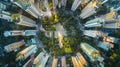 Modern urban cityscape from above detailed drone view of contemporary architecture in wide angle