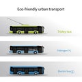 Modern urban eco-friendly low-floor public transport. Infographics