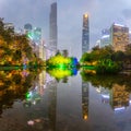 Modern urban night view Guangzhou city scenery and business building in public park, Guangzhou Royalty Free Stock Photo