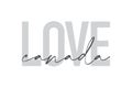 Modern, urban, simple graphic design of a saying `Love Canada` in grey colors.