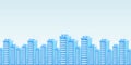 Modern urban skyline flat vector illustration. Contemporary city architecture, business district cityscape decorative