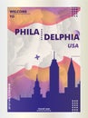 USA United States of America Philadelphia skyline city gradient vector poster Royalty Free Stock Photo