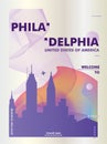 USA United States of America Philadelphia skyline city gradient vector poster Royalty Free Stock Photo