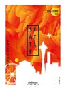 USA United States of America Seattle skyline city gradient vector poster Royalty Free Stock Photo