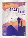 USA United States of America Seattle skyline city gradient vector poster Royalty Free Stock Photo