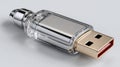 Sleek silver and clear USB flash drive with gold connector usb drive storage Royalty Free Stock Photo