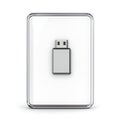 Modern USB flash drive placed on a clean reflective surface in a stylish design background Royalty Free Stock Photo