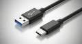 Modern usb-a to usb-c cable for fast data transfer and charging technology Royalty Free Stock Photo