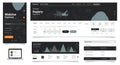 A modern user interface design showcases a sleek web dashboard in dark and light
