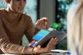 Modern UX UI Design with Interactive Digital Interface on Tablet in Creative Workspace