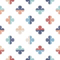 Modern vector abstract seamless pattern with colourful clovers in retro style. Royalty Free Stock Photo