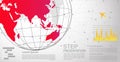 Modern vector abstract step lable infographic elements.can be used for global network connection. World map point and line.vector Royalty Free Stock Photo