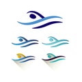 Modern Vector Abstract Swimming Logo Royalty Free Stock Photo