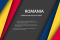 Modern vector background, overlayed sheets of paper in the look of the Romanian flag, Made in Romania, Romanian colors