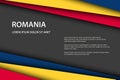 Modern vector background with Romanian colors and grey free space for your text, overlayed sheets of paper