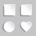 Modern vector blank white buttons set with shadows.