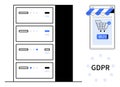 Data Server and GDPR Compliance in Online Shopping with Mobile Interface and Cart Icon Royalty Free Stock Photo
