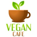 Modern vector flat design simple minimalist cute logo template of Vegan vegetarian cafe Restaurant logo vector for brand, cafe, Royalty Free Stock Photo