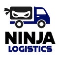 Modern vector flat design simple minimalist logo template ninja logistics delivery truck vector collection for brand, emblem,