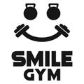 Modern vector flat design simple minimalist logo template of smile happy laugh gym fitness head mascot character vector collection