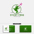 Modern vector frog logotype, sticky frog vector illustration