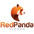 Modern vector gradient 3d design simple minimalist logo template of cute red panda cartoon head vector for brand, emblem, label, Royalty Free Stock Photo