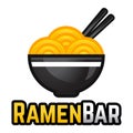 Modern vector gradient simple Chinese noodle logo design icon template. Japanese ramen vector illustration for brand, cafe, Royalty Free Stock Photo