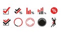 Modern Vector Icon Set: Checkmarks, Percentages, Commitment, and Sports Royalty Free Stock Photo