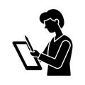 Graphic Designer Drawing On Digital Tablet Vector Icon Royalty Free Stock Photo