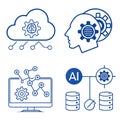Modern Vector Icons: AI, Cloud Computing & Data Storage Royalty Free Stock Photo