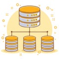 Modern vector illustration of a hierarchical database system with connected data storage nodes Royalty Free Stock Photo