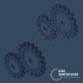Modern vector illustration of isometric gears with on the grey